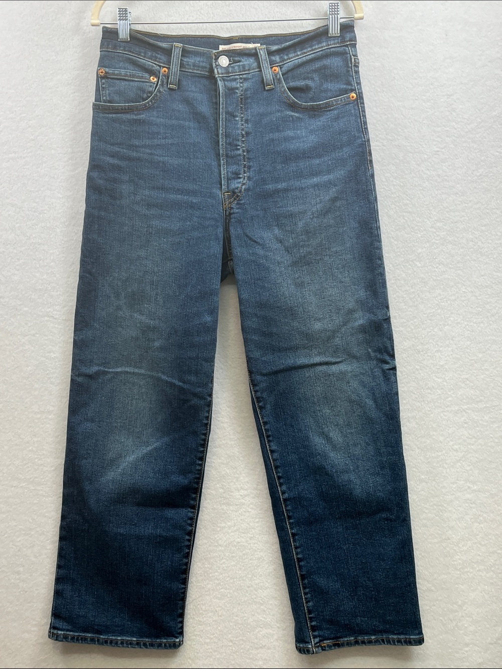 Levi's Women's Ribcage Straight Ankle Dark Blue Jeans Sz 30
